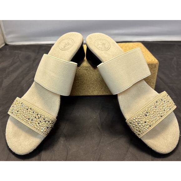 Tory Burch Estella Embellished Slide On Sandals With Crystals Size 7 Shoes - Picture 1 of 12